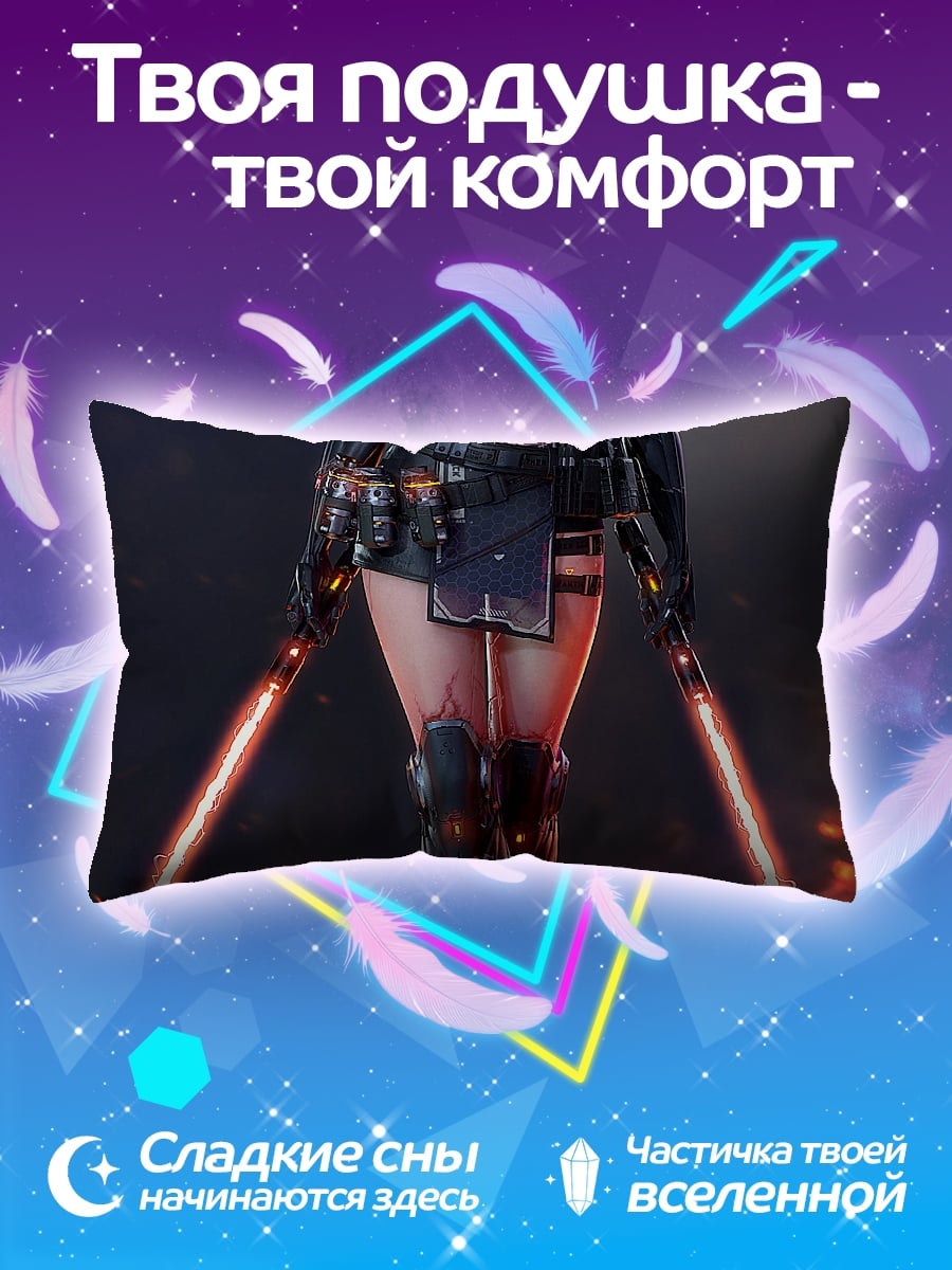 Подушка киберпанк девушка самурай