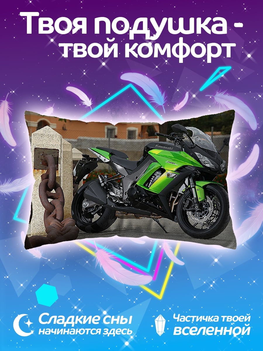 Подушка Зеленый мотоцикл