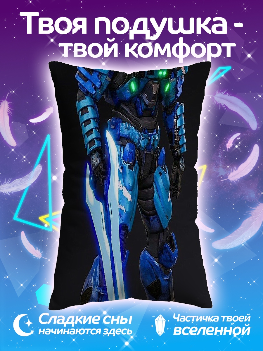 Подушка Синий воин с мечом