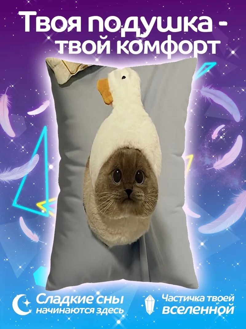 Подушка Кот в шапке утки