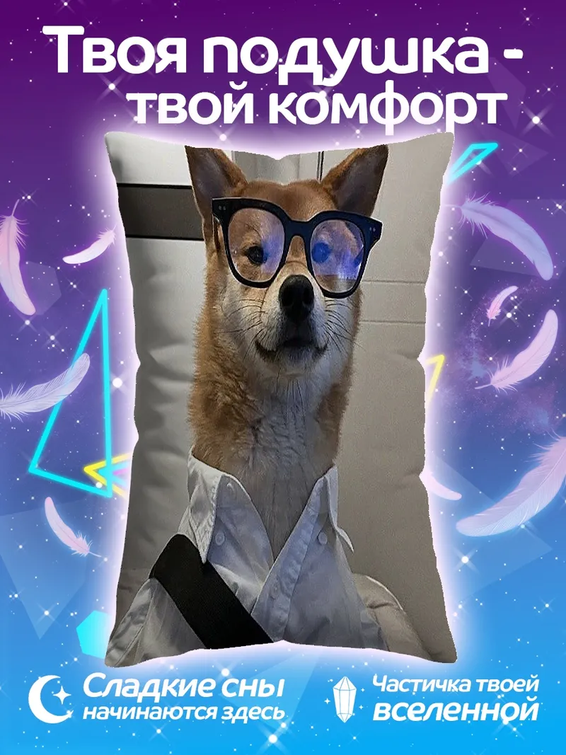 Подушка Шиба ину в очках