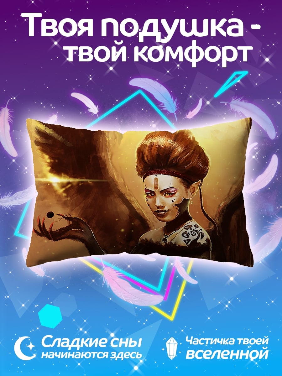 Подушка Девушка крылья золото