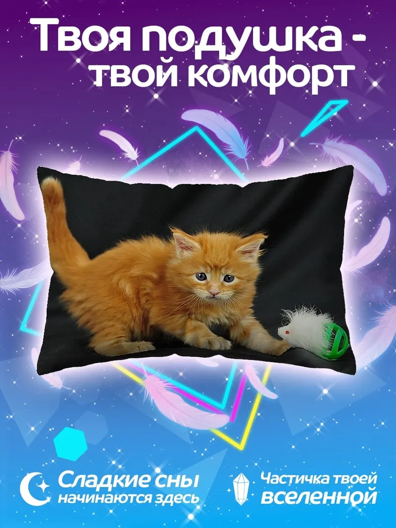 Подушка Рыжий котенок играет