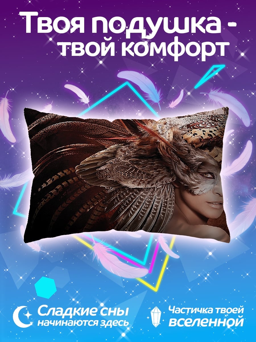 Подушка Женщина в перьях