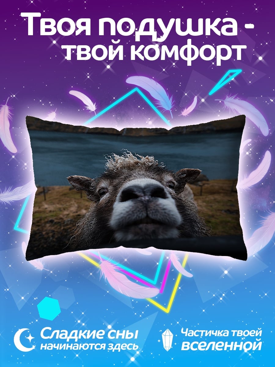 Подушка любопытная овца крупным планом