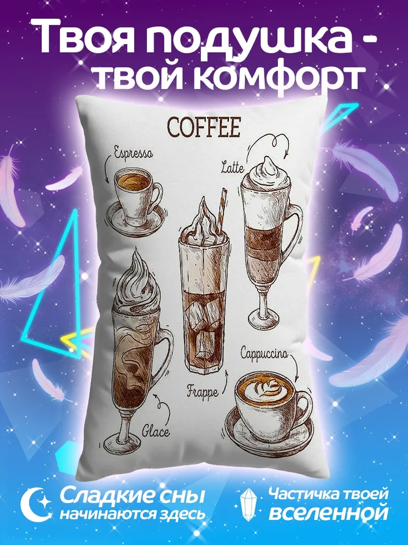 Подушка Разные виды кофе
