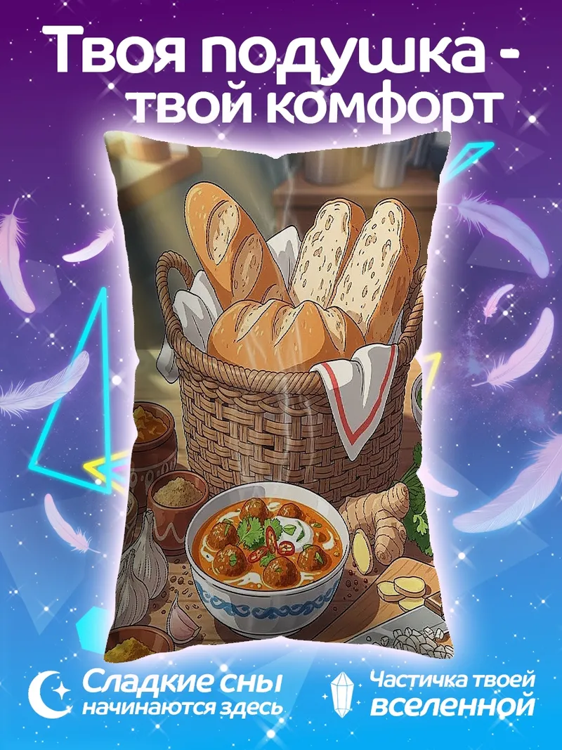 Подушка Корзина хлеба и рагу