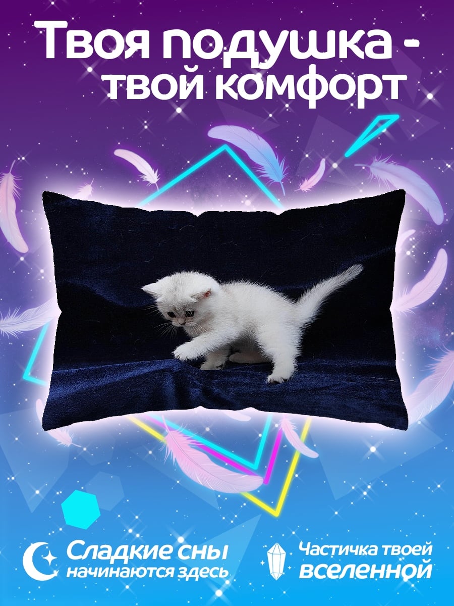 Подушка белый котенок