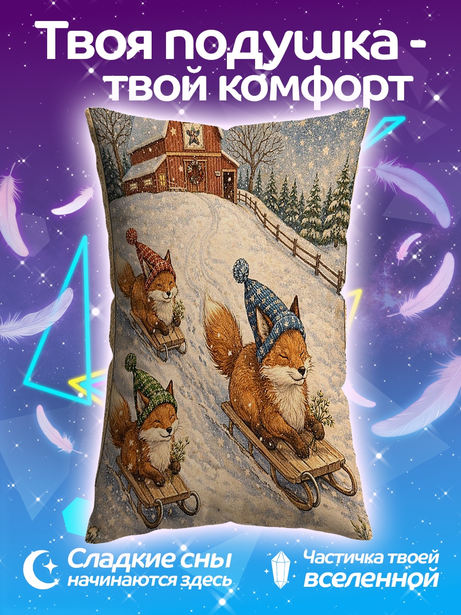 Подушка Лисы на санках
