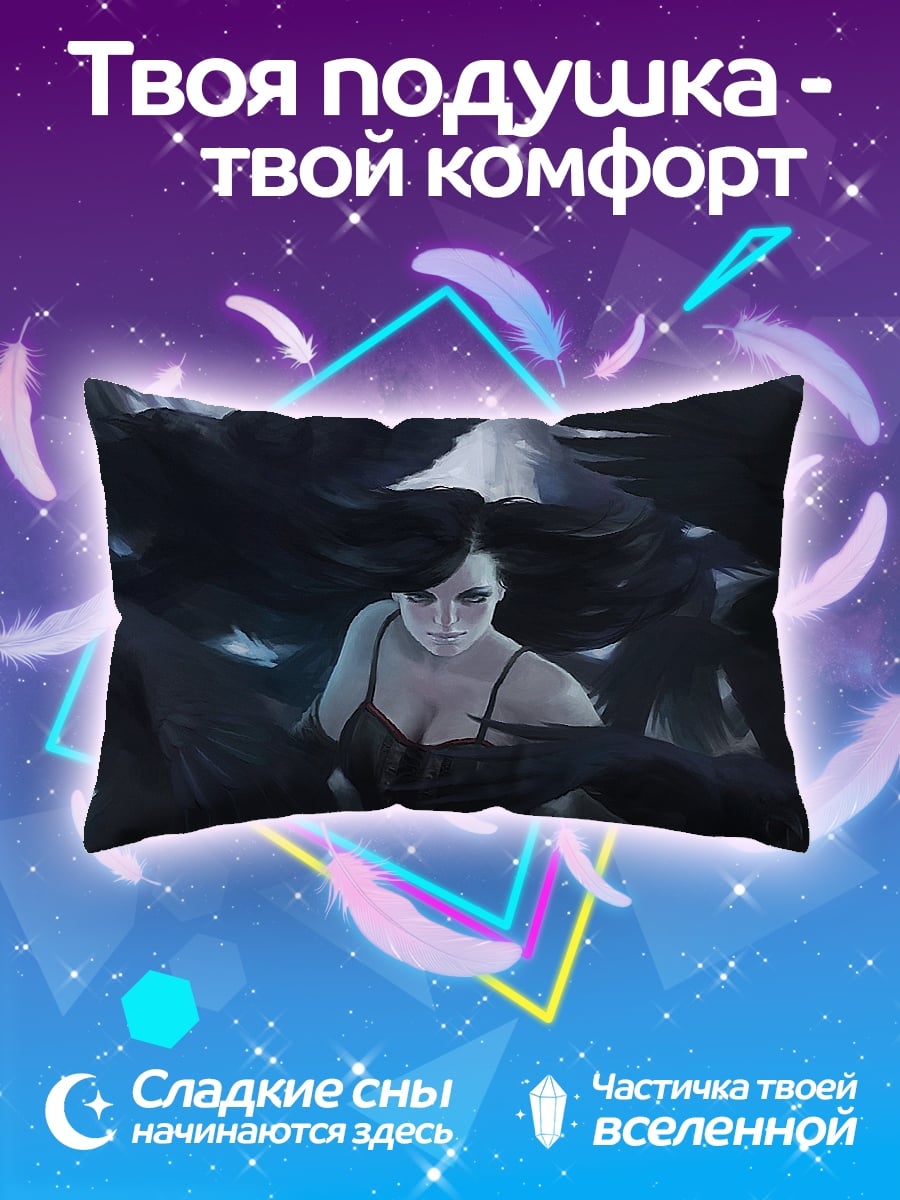 Подушка Девушка и вороны