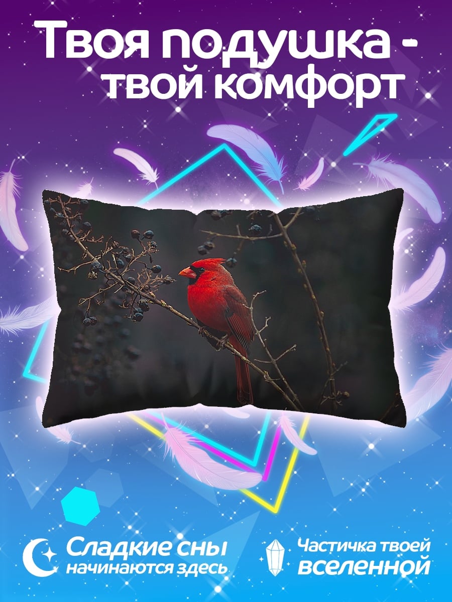 Подушка Красный кардинал птица