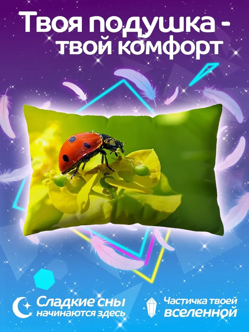 Подушка Божья коровка на цветке