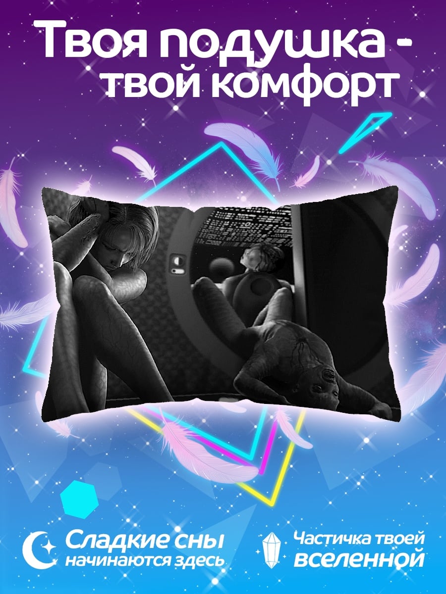 Подушка Черно белая девушка