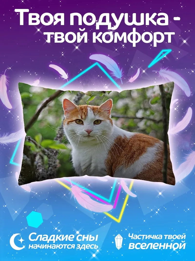 Подушка Рыжий кот в цветах