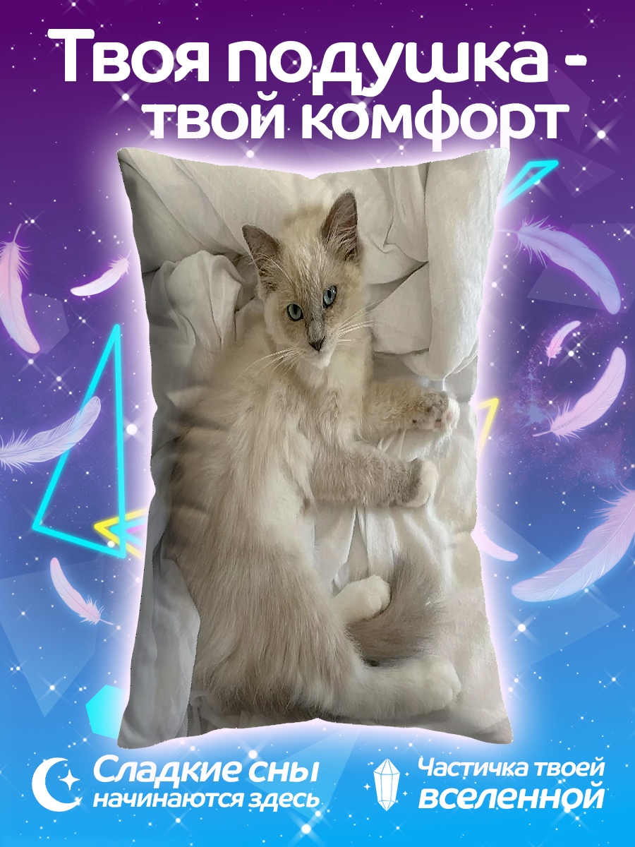 Подушка Пушистый кот на кровати