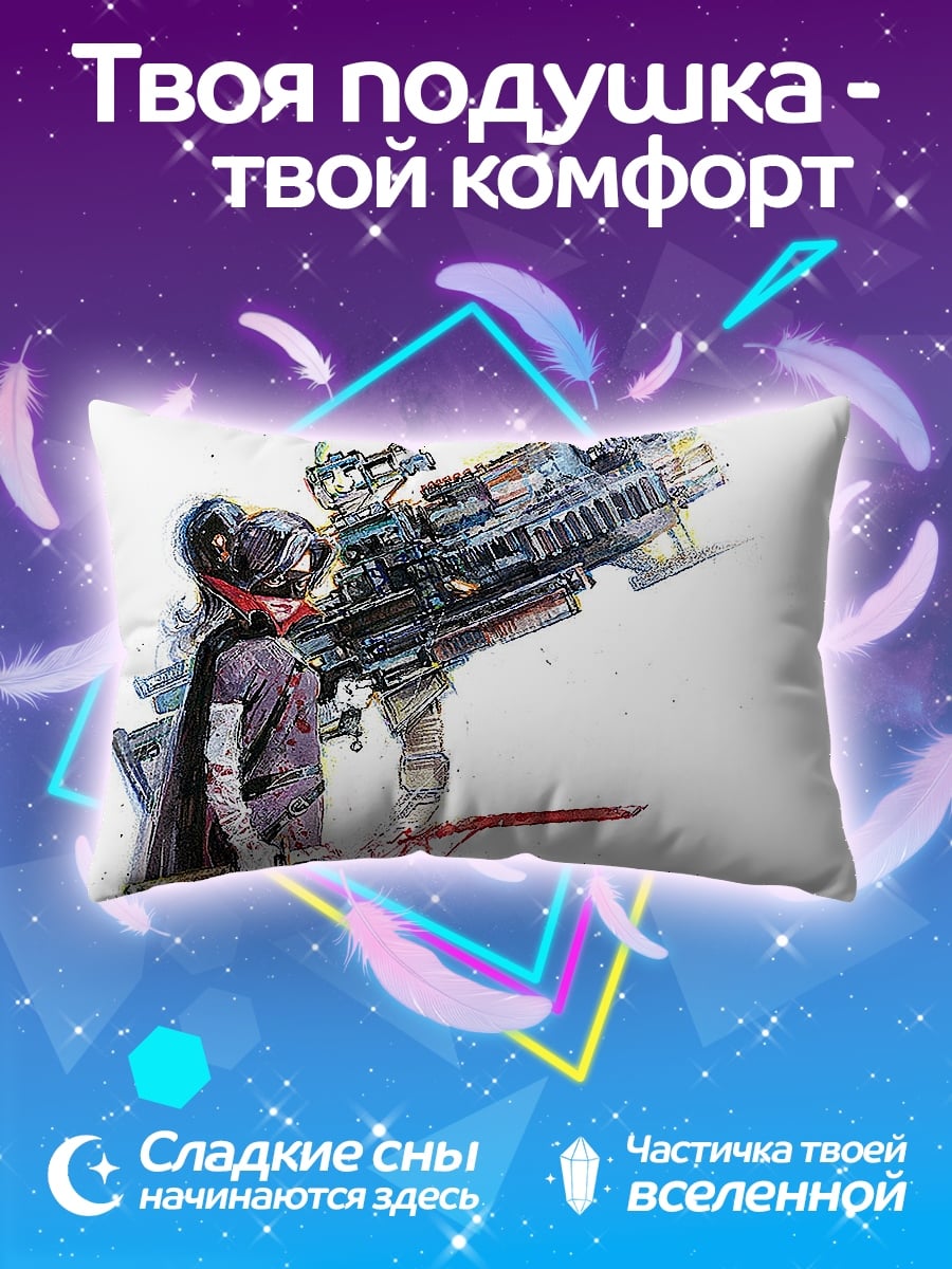 Подушка Киберпанк девушка с мечом