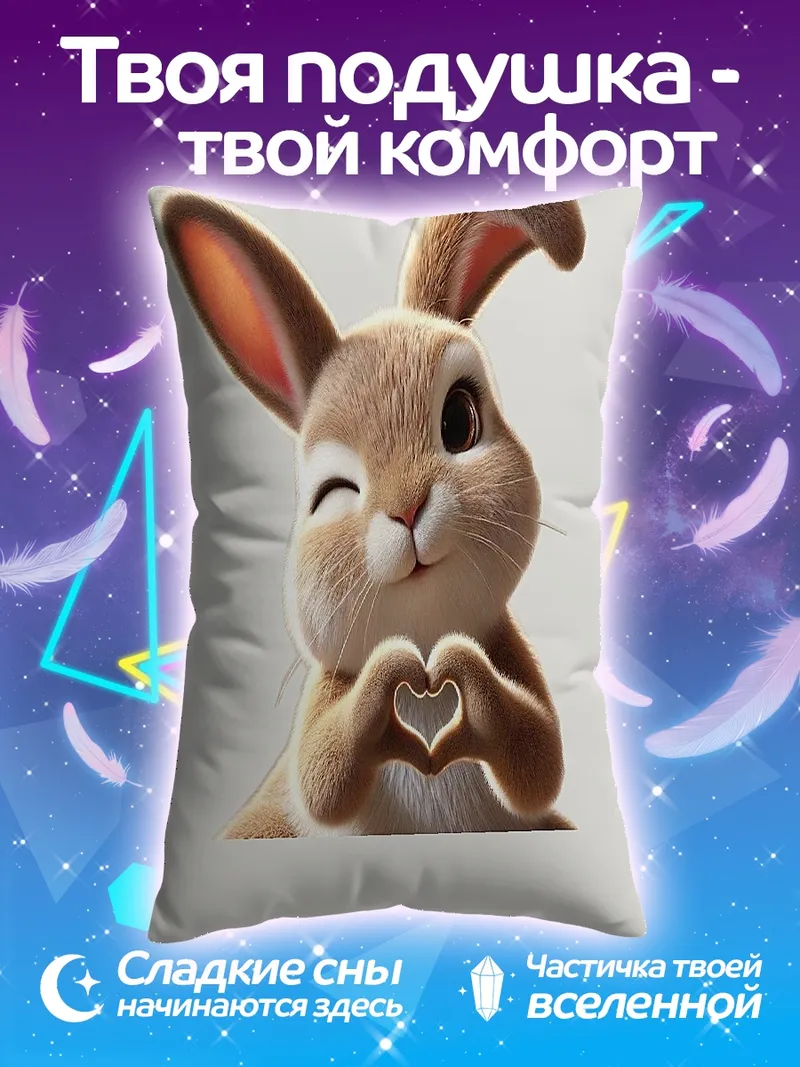 Подушка Зайчик сердце лапки