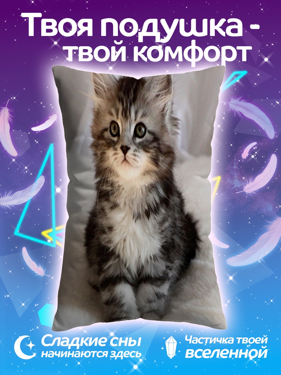 Подушка Пушистый котенок сидит