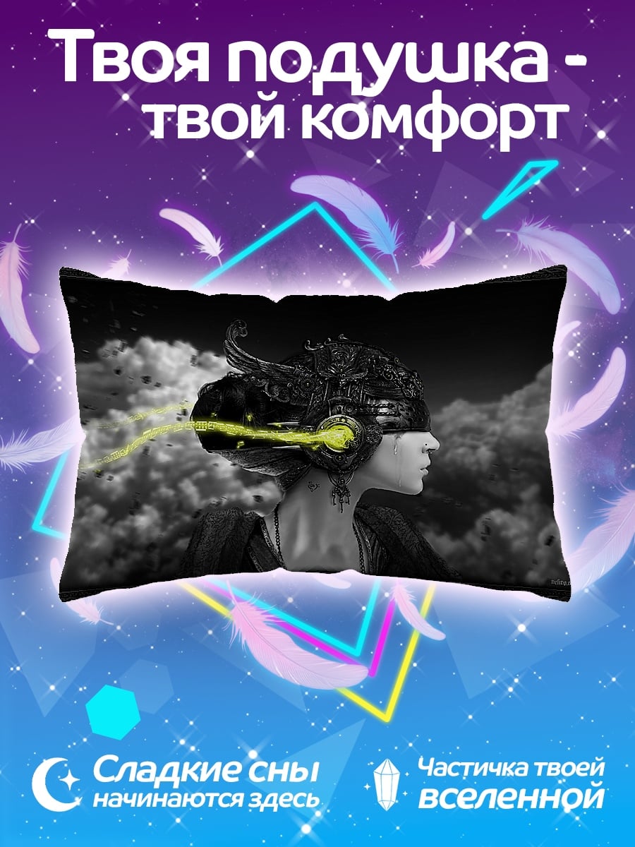 Подушка Девушка киберпанк наушники