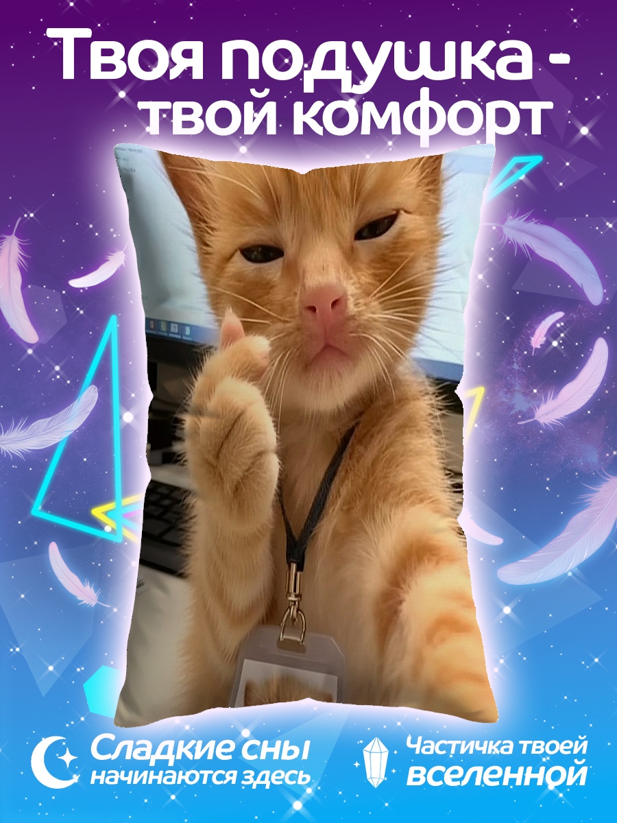 Подушка Кот с бейджем