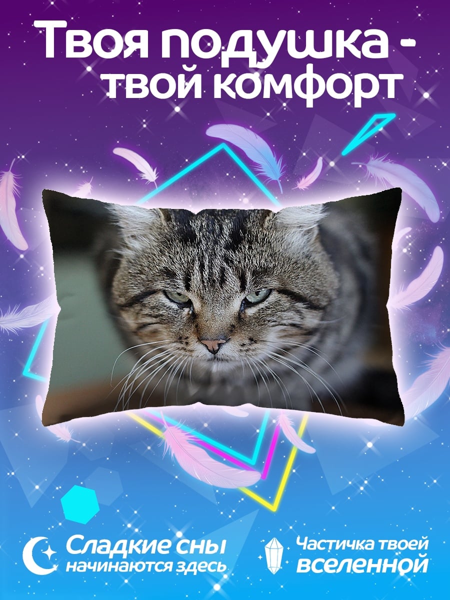 Подушка Кот с зелеными глазами