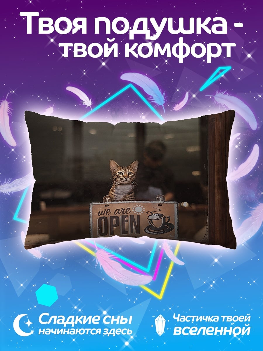 Подушка Кот в кафе