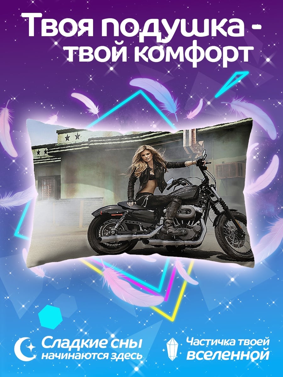 Подушка Девушка на мотоцикле
