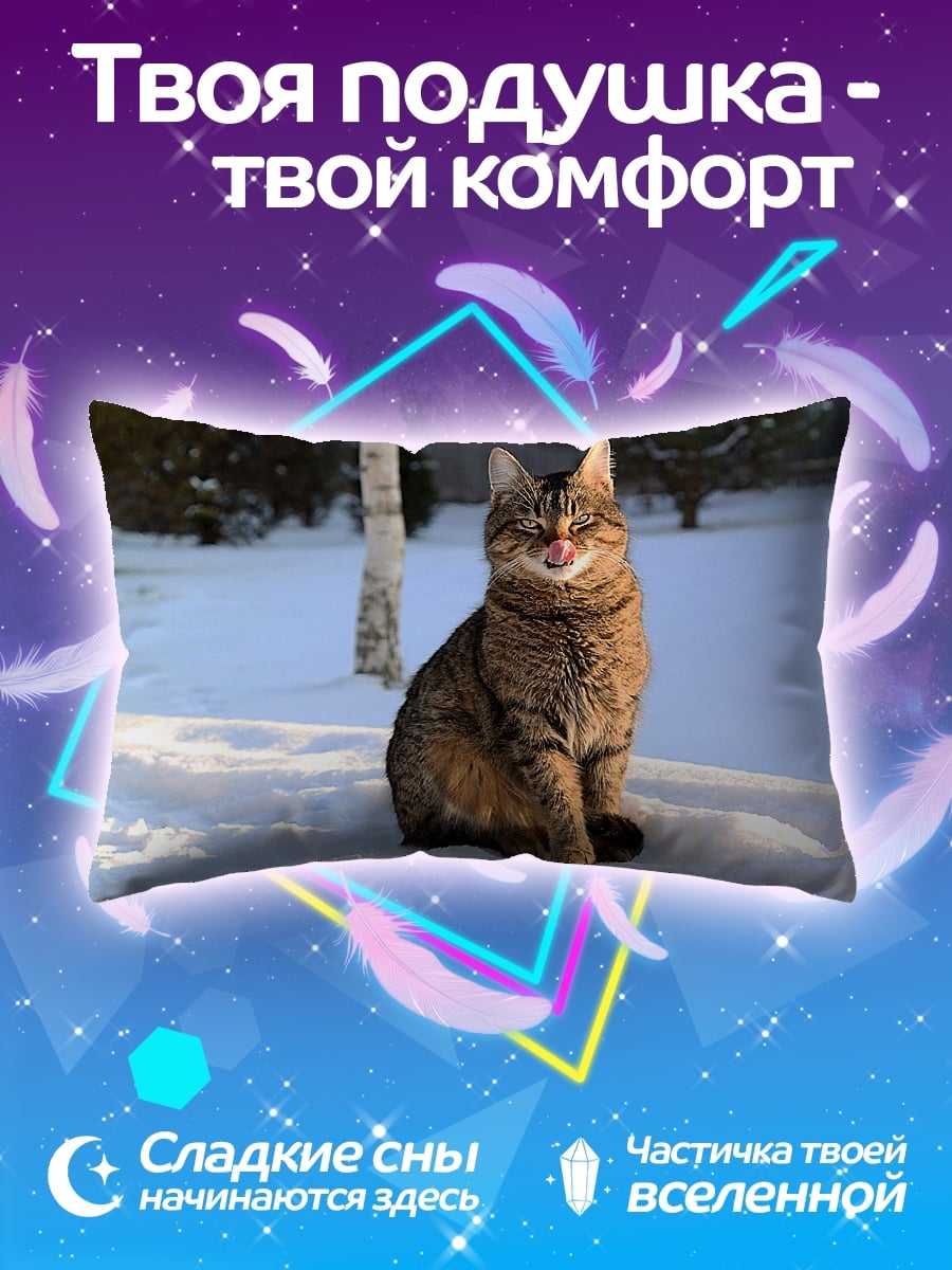 Подушка Кот на снегу