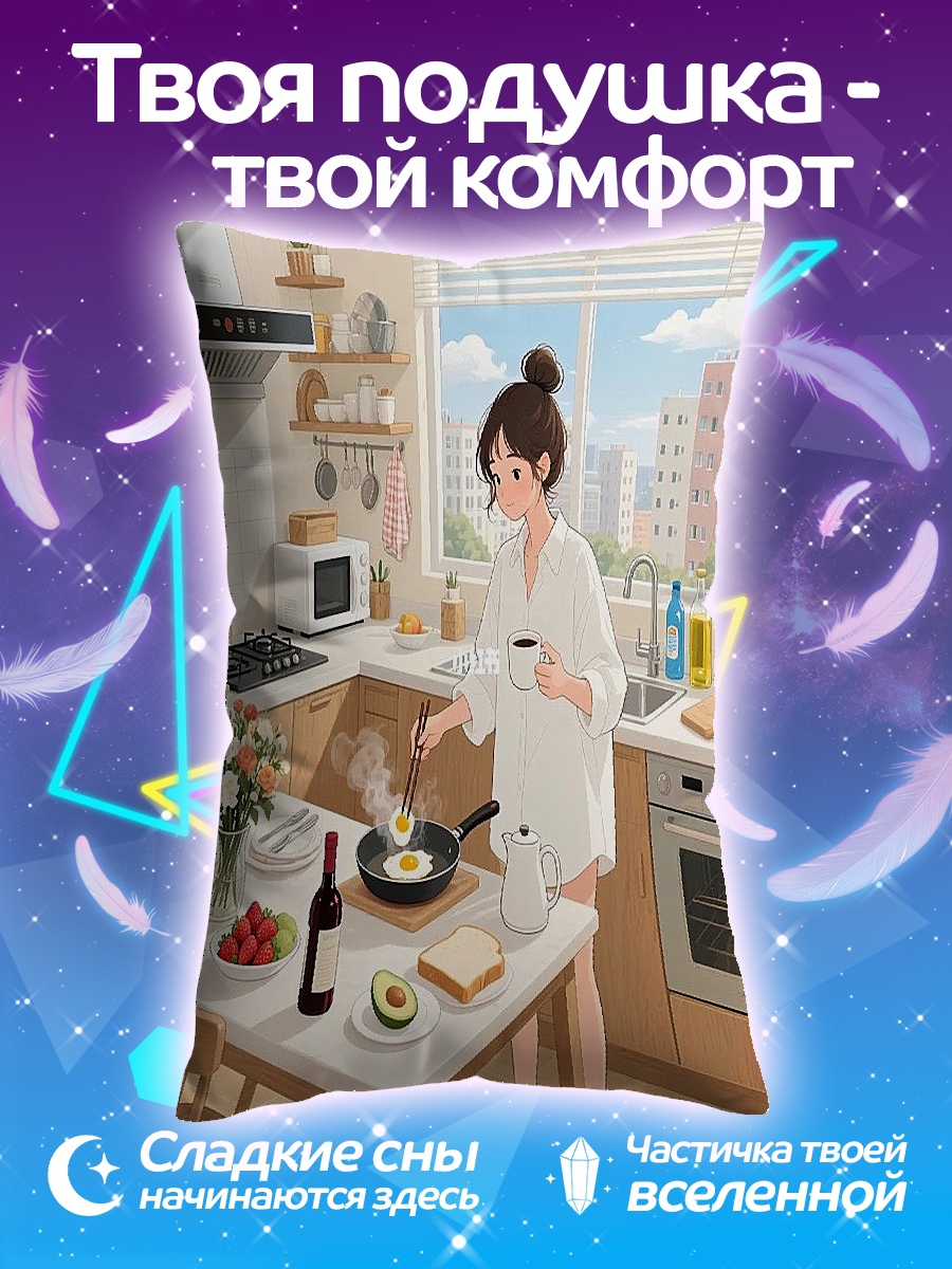 Подушка Девушка готовит завтрак
