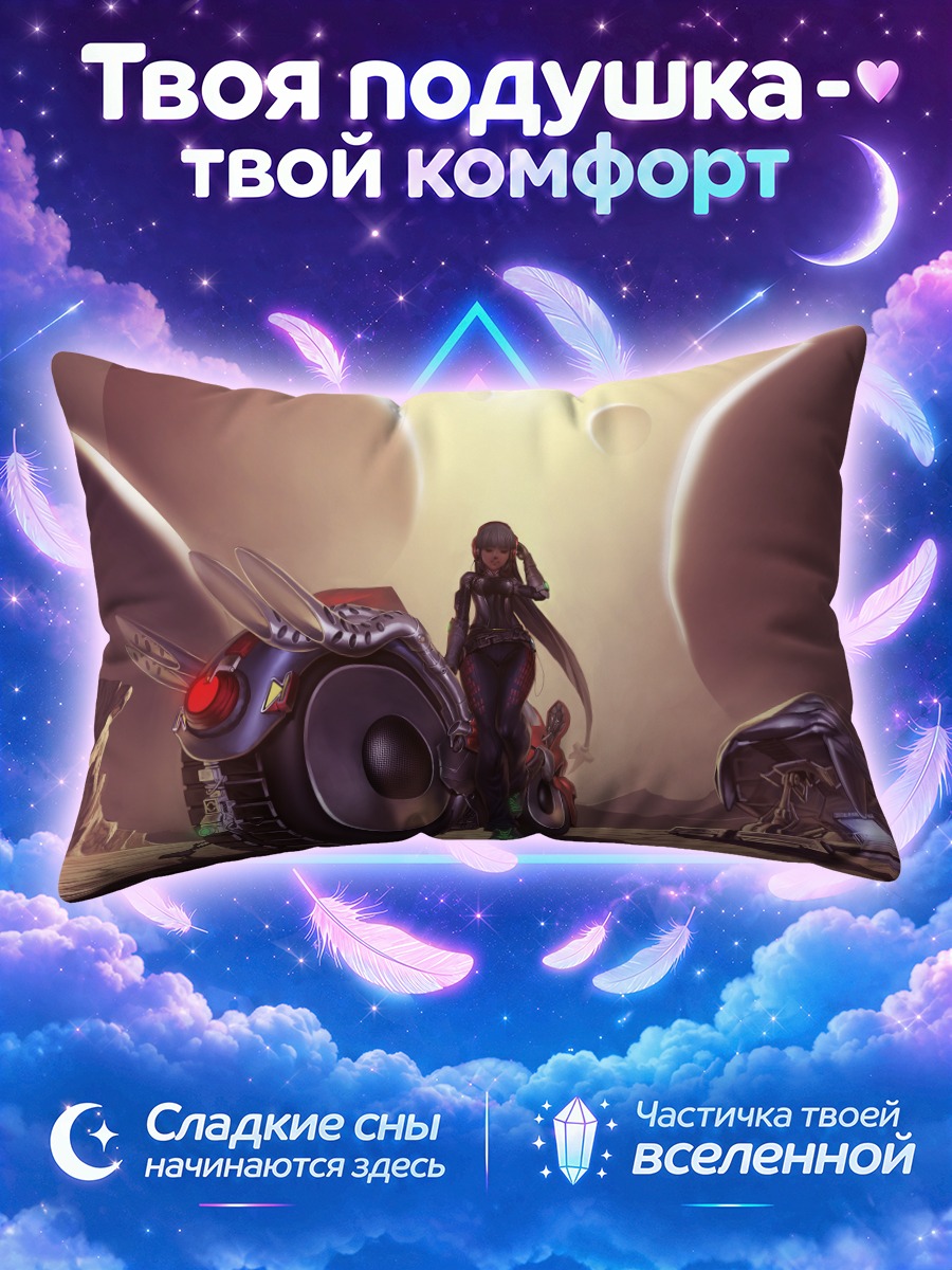 Подушка Мотоциклистка на планете