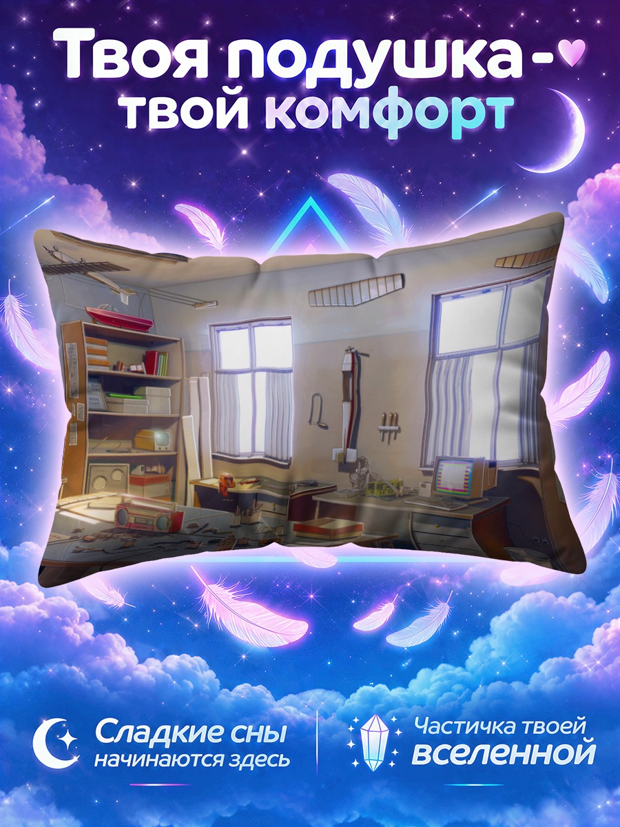 Подушка Лаборатория с компьютером у окон