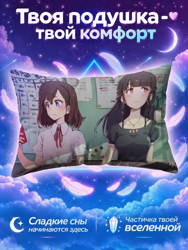 Подушка Школьницы у доски с тетрадями