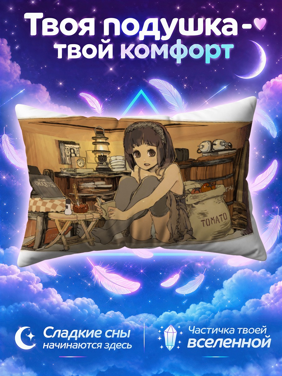Подушка Девушка с книгой в тесной кладовой