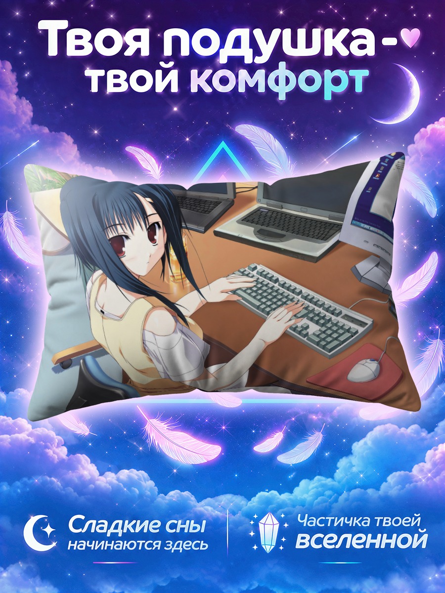 Подушка Рикка Идзуми за компьютером