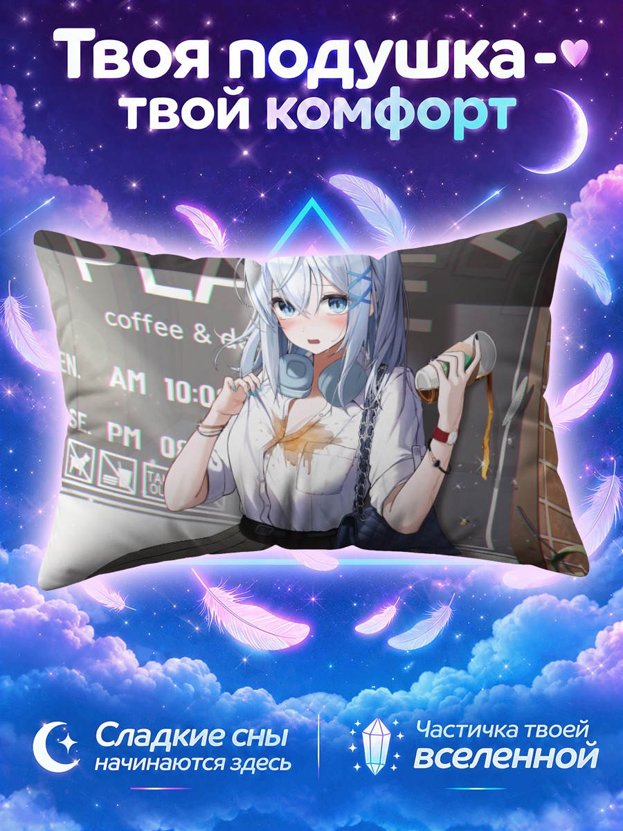 Подушка Мику Хацунэ с камерой у кофейни