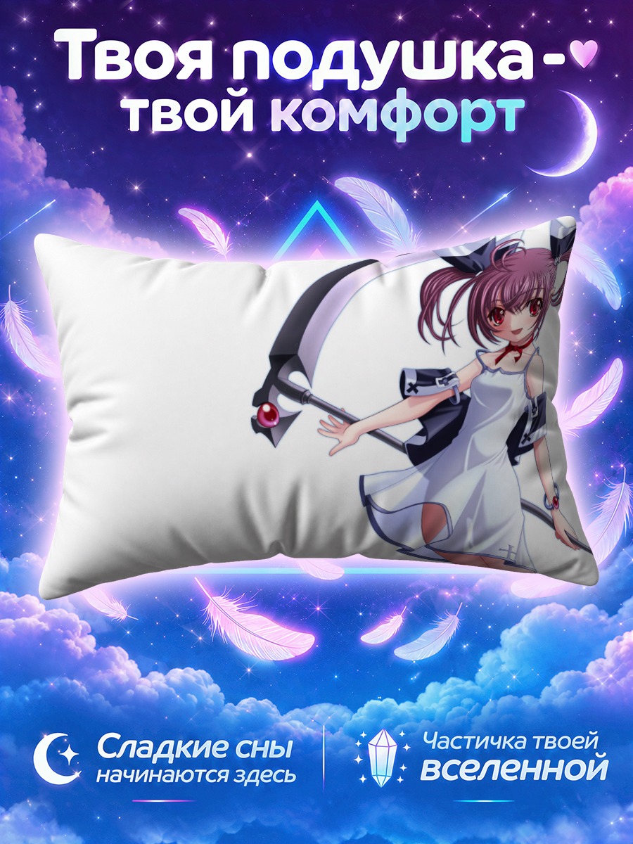 Подушка Мику Хацунэ в белом платье с алой косой