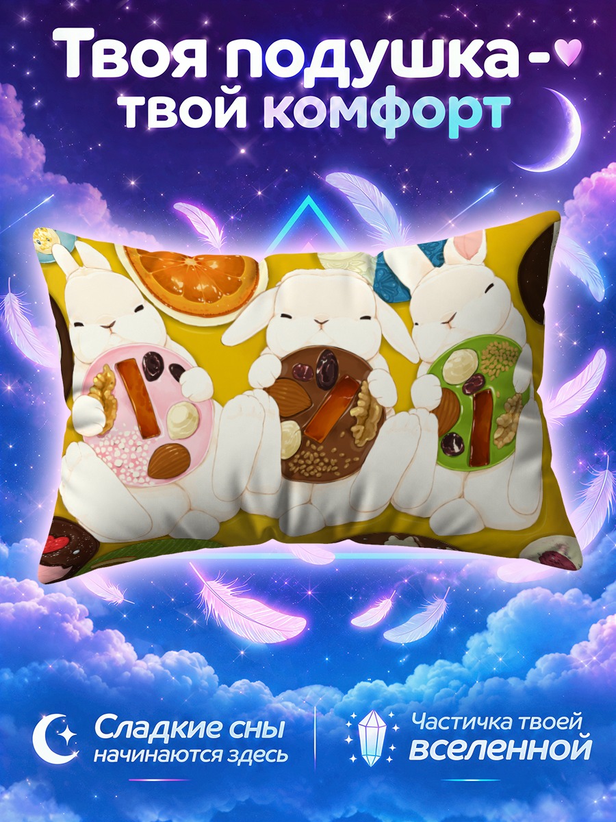 Подушка Сладкие кролики с десертами