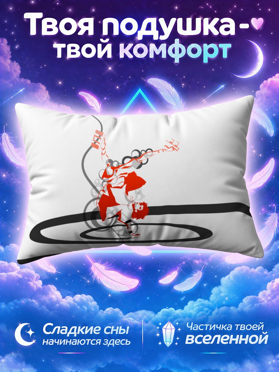 Подушка Мугэн в алом вихре линий