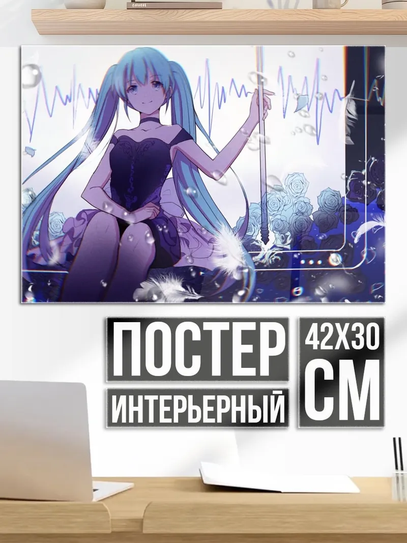 Постер Аниме девушка с наушниками