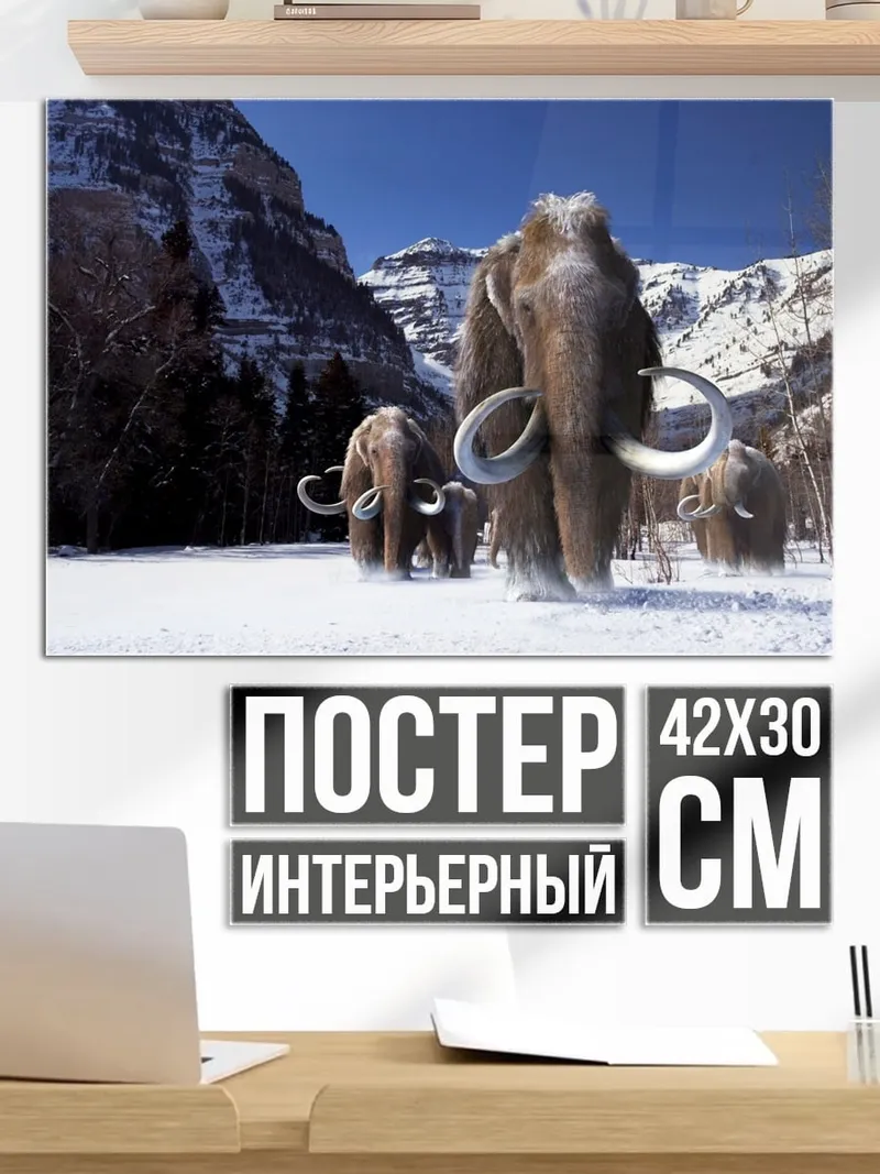 Постер мамонты в снегу