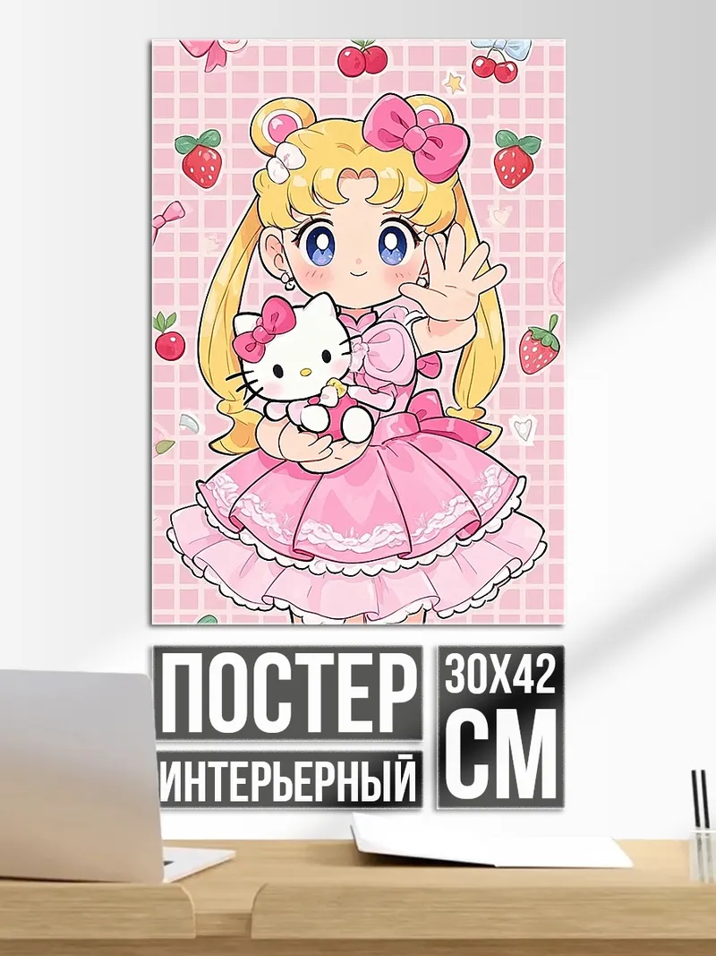Постер Сейлор Мун и Хелло Китти