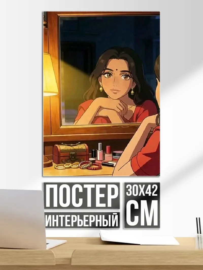 Постер Девушка у зеркала