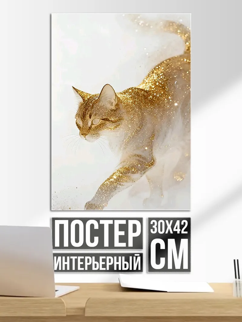 Постер Золотой кот в снегу