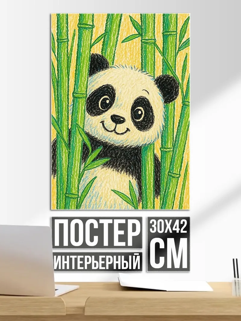 Постер Панда в бамбуке