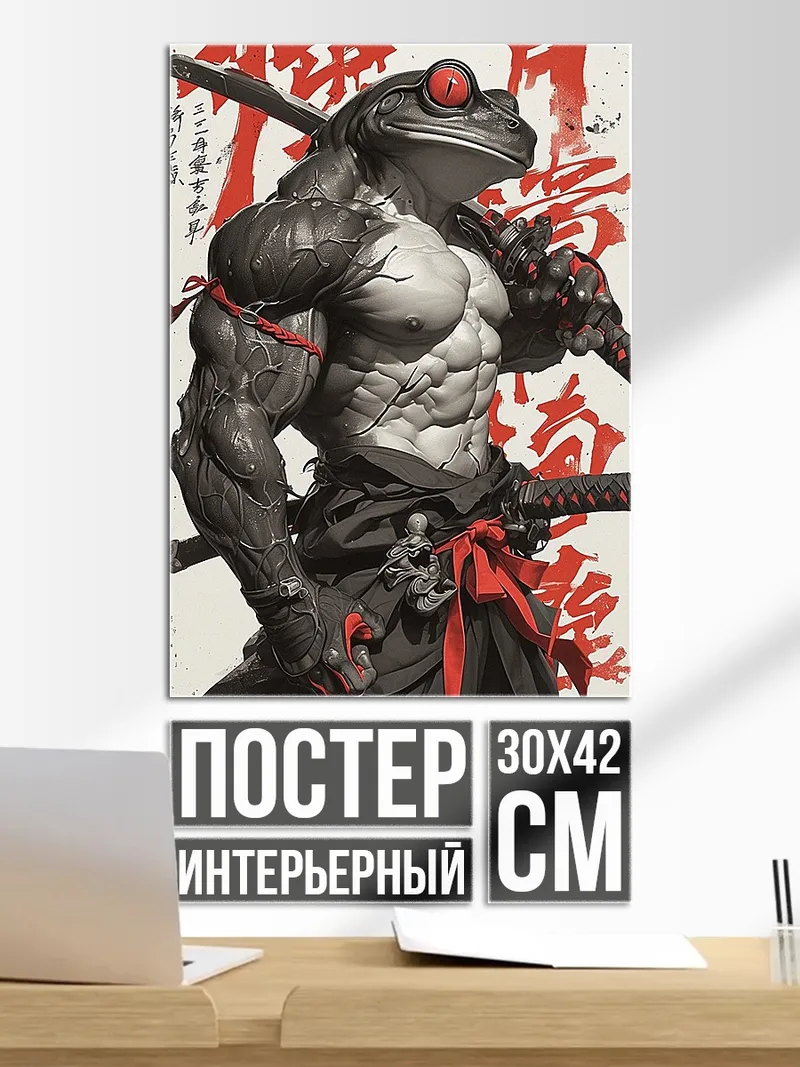Постер Лягушка самурай