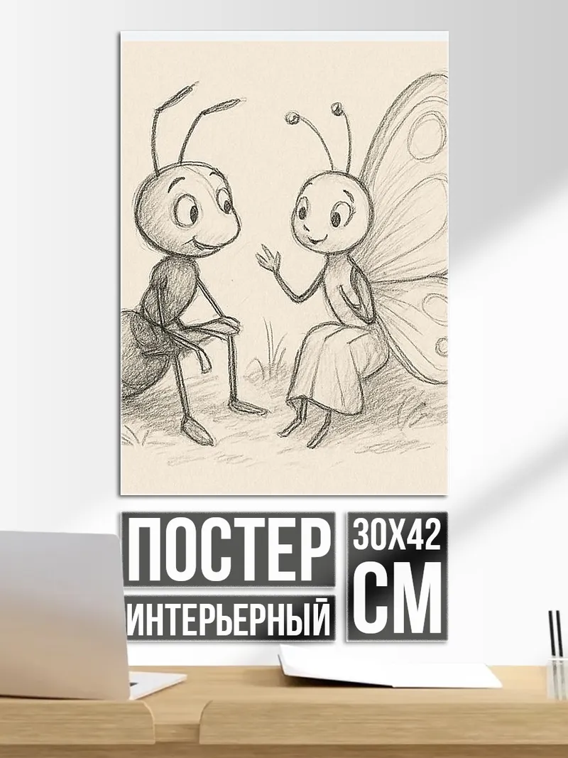 Постер Муравей и бабочка