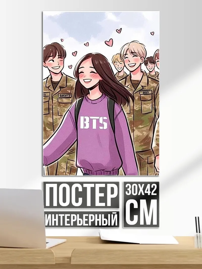 Постер девушка и BTS