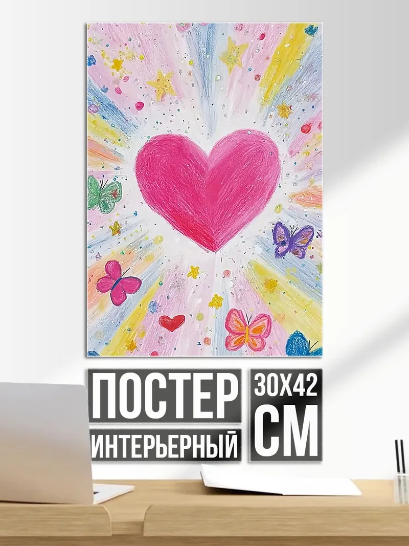 Постер Сердце с бабочками