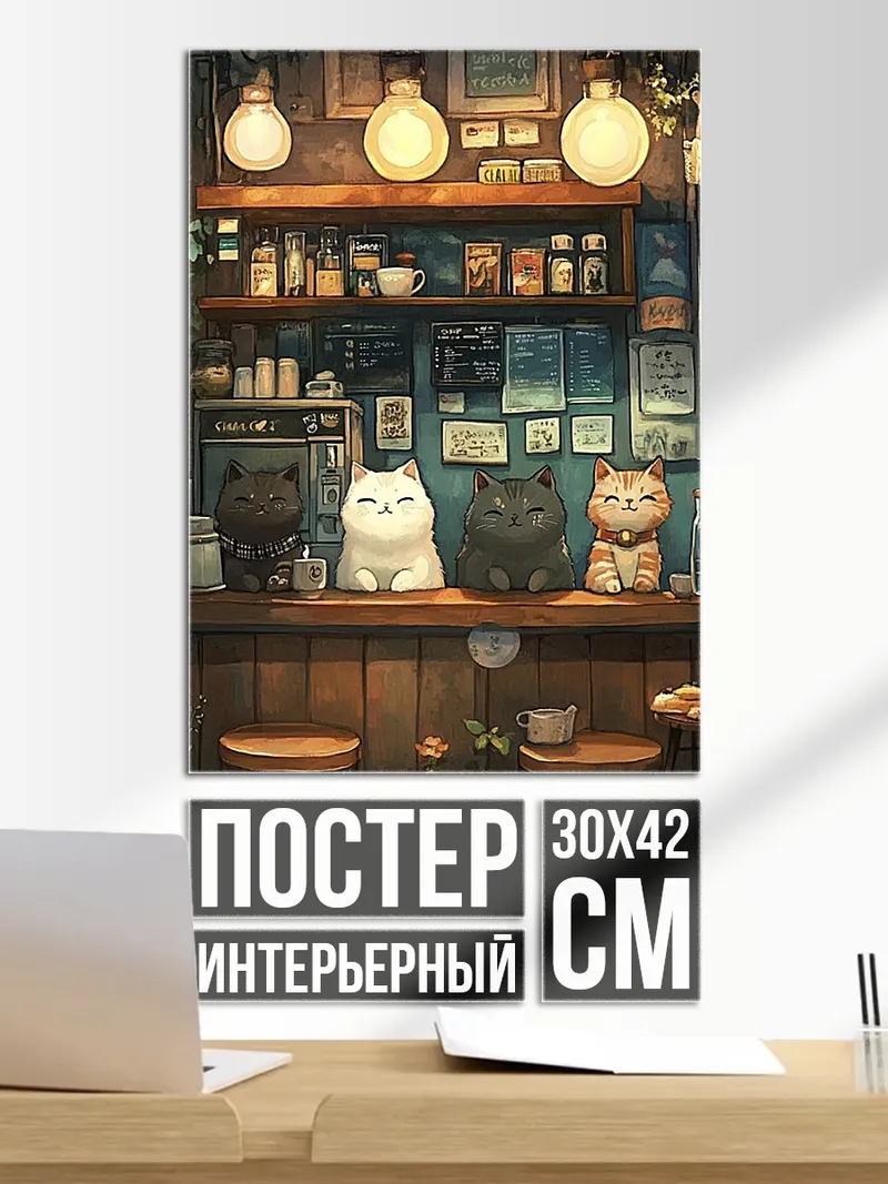 Постер Кофейня с котами