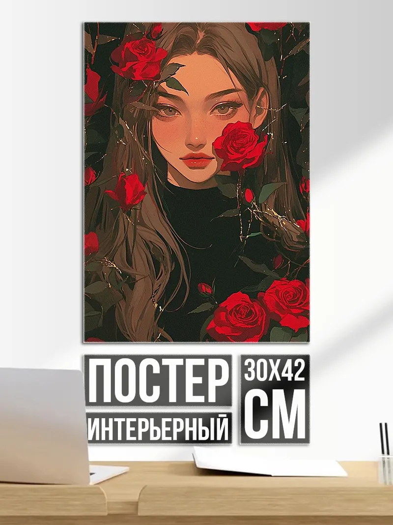 Постер Девушка среди роз